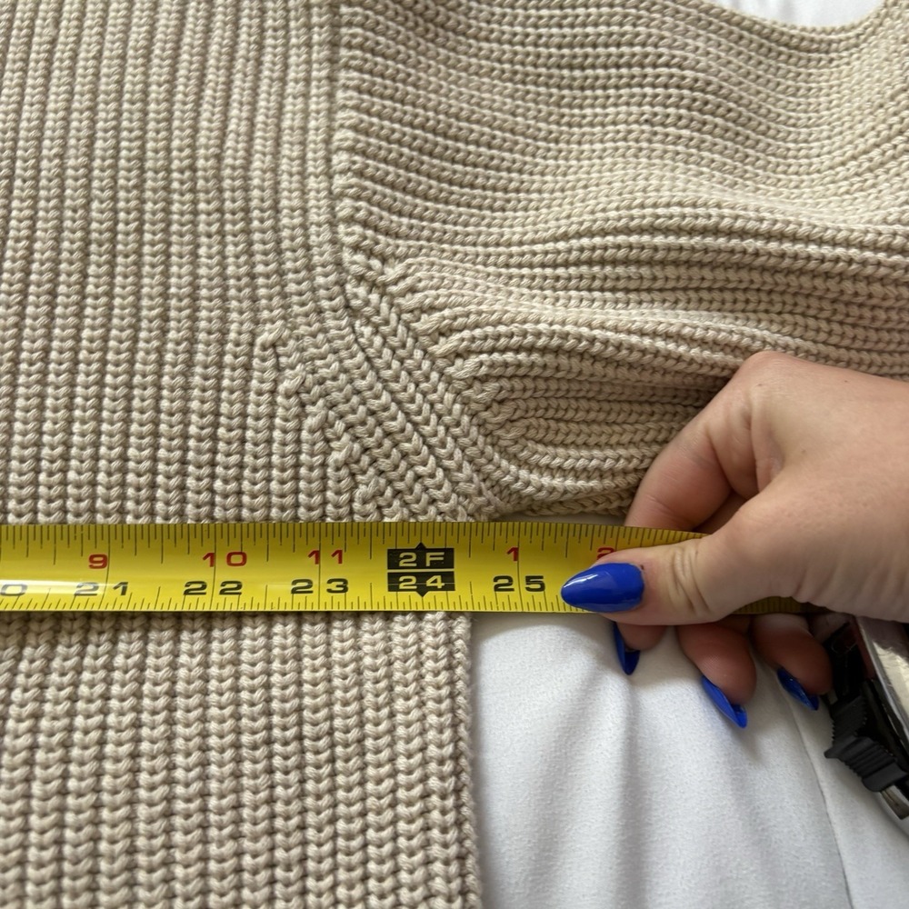 Quince Cardigan Organic 100% Cotton Oversized Boyfriend Beige Womens Large - Picture 5 of 7